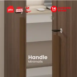 PIRA METROPOLIS -  YONA AVA 3PS LEMARI PAKAIAN 3 PINTU DENGAN LEBIH BANYAK RAK warna AMERICAN WALNUT - GOLD HAIRLINE - PIRA METROPOLIS - foto 4
