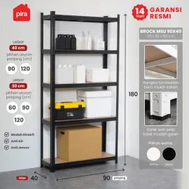 PIRA METROPOLIS - BROCK MSU 90X40 RAK SUSUN SERBAGUNA / RAK SUSUN BESI / RAK BESI SERBAGUNA / RAK GUDANG / RAK PENYIMPANAN warna BLACK - PIRA METROPOLIS - foto 1