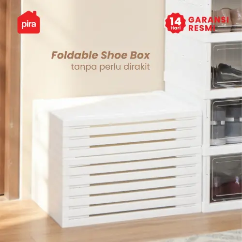 PIRA -  KIKA PSR RAK SEPATU LIPAT 2 PINTU / KOTAK SEPATU TRANSPARAN / RAK SEPATU SUSUN TERTUTUP warna WHITE - PIRA - foto 6