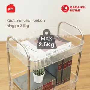 PIRA - YUMI PKT RAK TROLI / RAK PENYIMPANAN / RAK SERBAGUNA / RAK SUSUN / RAK PLASTIK 3/4 SUSUN DENGAN RODA warna CLEAR - PIRA - foto 3