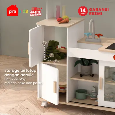 PIRA KIDS -  MORI SHOP PP PRETEND PLAY TOKO JUALAN / MARKET BOOTH / GEROBAK WARUNG MAINAN ANAK warna WHITE SM - PRO OAK - PIRA METROPOLIS - foto 5