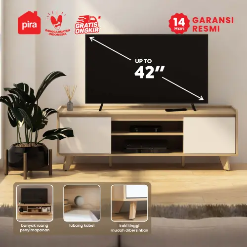 PIRA METROPOLIS OX - HARPER TV120 MEJA TV / RAK TV warna PRO OAK - WHITE - PIRA METROPOLIS OX - foto 3