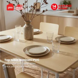 PIRA - ARA DTS110 MEJA MAKAN SET 4 KURSI warna CREAM OAK - WHITE - PIRA - foto 3