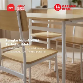 PIRA - ARA DTS110 MEJA MAKAN SET 4 KURSI warna CREAM OAK - WHITE - PIRA - foto 4