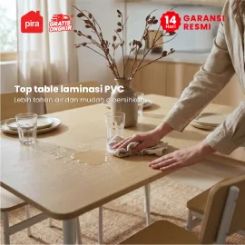 PIRA - ARA DTS110 MEJA MAKAN SET 4 KURSI warna CREAM OAK - WHITE - PIRA - foto 5