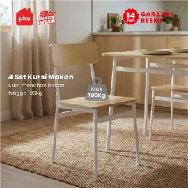 PIRA - ARA DTS110 MEJA MAKAN SET 4 KURSI warna CREAM OAK - WHITE - PIRA - foto 7