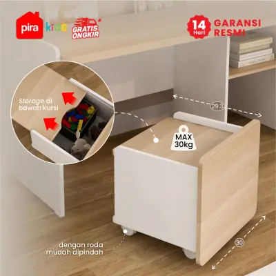 PIRA KIDS - DASAMI DKK100 MEJA BELAJAR ANAK DENGAN RAK BUKU warna PRO OAK - WHITE SM - PIRA KIDS - foto 7