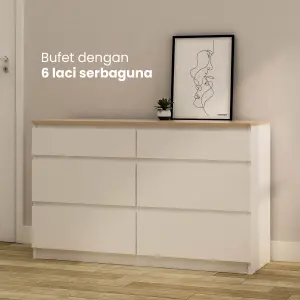 PIRA - LINUS CH3+3 LEMARI LACI warna WHITE SM - PRO OAK - PIRA - foto 2