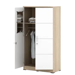 PIRA METROPOLIS - ALBA 2PM LT LEMARI PAKAIAN MEDIUM 2 PINTU warna SONOMA OAK - WHITE - WHITE - METROPOLIS - foto 8