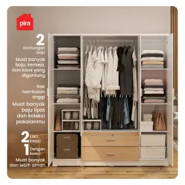 PIRA METROPOLIS OX - ASTA 4PL A LEMARI PAKAIAN 4 PINTU DENGAN LACI warna WHITE - PIRA METROPOLIS - foto 2
