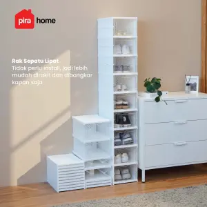 PIRA -  KAMA PSR RAK SEPATU LIPAT 1 PINTU / KOTAK SEPATU TRANSPARAN / RAK SEPATU SUSUN TERTUTUP warna WHITE - PIRA - foto 4
