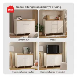 PIRA METROPOLIS OX - HIRO SB120 BUFET / KABINET / SIDEBOARD / MEJA TV warna WHITE - PRO OAK - PIRA METROPOLIS OX - foto 2