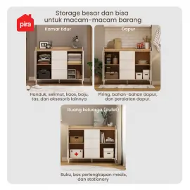 PIRA METROPOLIS OX - HIRO SB120 BUFET / KABINET / SIDEBOARD / MEJA TV warna WHITE - PRO OAK - PIRA METROPOLIS OX - foto 3
