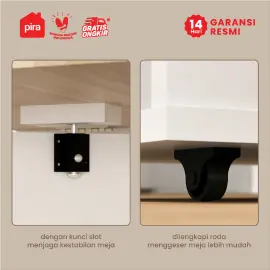 PIRA - KUMI DT MEJA MAKAN / MEJA MAKAN LIPAT DENGAN BUFET warna WHITE SM - PRO OAK - PIRA - foto 3