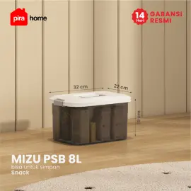 PIRA HOME -  MIZU PSB 8L CONTAINER BOX / BOX PLASTIK / KOTAK PENYIMPANAN warna CLEAR GREY - PIRA HOME - foto 1