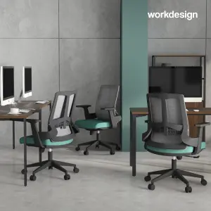 WORKDESIGN AHSOKA EC KURSI KANTOR / KURSI KERJA ERGONOMIS DENGAN LUMBAR SUPPORT warna DARK GREY - BLACK GREEN - WORKDESIGN - foto 2