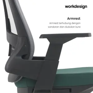 WORKDESIGN AHSOKA EC KURSI KANTOR / KURSI KERJA ERGONOMIS DENGAN LUMBAR SUPPORT warna DARK GREY - BLACK GREEN - WORKDESIGN - foto 6