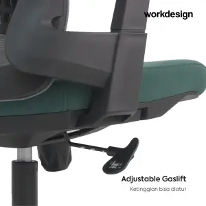 WORKDESIGN AHSOKA EC KURSI KANTOR / KURSI KERJA ERGONOMIS DENGAN LUMBAR SUPPORT warna DARK GREY - BLACK GREEN - WORKDESIGN - foto 7