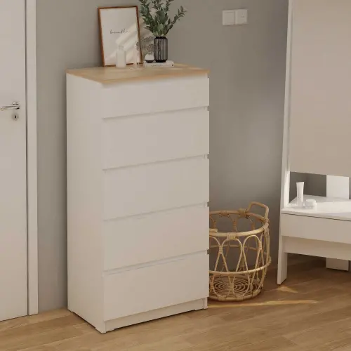 PIRA - LINUS CH5 LEMARI LACI warna WHITE SM - PRO OAK - PIRA - foto 2