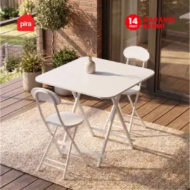 PIRA - COMPACT FT100 MEJA MAKAN / MEJA LIPAT / MEJA TERAS / MEJA CAFE / KURSI MAKAN / KURSI LIPAT / MEJA MAKAN SET KURSI warna WHITE MATTE - PIRA - foto 4