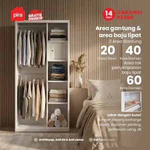 PIRA - SHUTTER 90 MWDSL LEMARI PAKAIAN BESI SLIDING / PINTU GESER warna WHITE - PIRA - foto 3