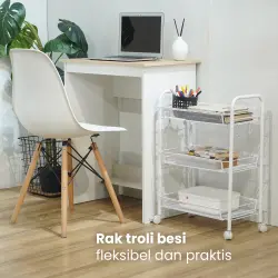 PIRA - GUMI MKT3 RAK TROLI / RAK SERBAGUNA / RAK BESI 3/ 4/ 5 SUSUN DENGAN RODA warna WHITE - PIRA - foto 2