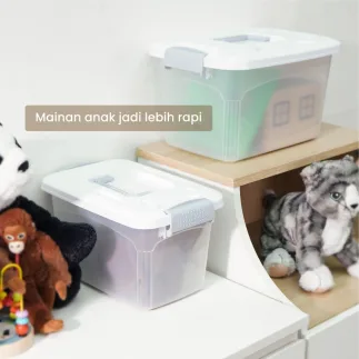 PIRA HOME -  MIZU PSB 8L CONTAINER BOX / BOX PLASTIK / KOTAK PENYIMPANAN warna CLEAR GREY - PIRA HOME - foto 8