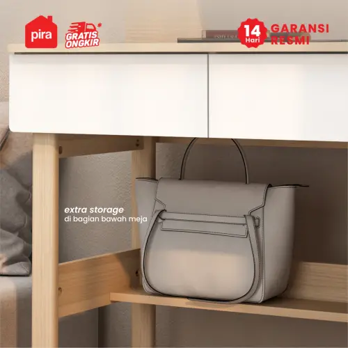 PIRA - LAURA DS100 MEJA RIAS DENGAN CERMIN LEPAS PASANG / MEJA BELAJAR / MEJA KERJA warna PRO OAK - WHITE SM - PIRA - foto 6