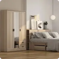 PIRA METROPOLIS -  YORK 3P 2DR LEMARI PAKAIAN 3 PINTU DENGAN 2 LACI warna PRO OAK - PIRA METROPOLIS - foto 2