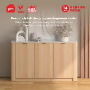 PIRA - ADERA SB140 BUFET / SIDEBOARD / LEMARI KABINET / RAK DAPUR / MEJA TV warna PRO OAK - WHITE MARBLE - PIRA - foto 3