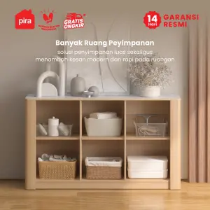 PIRA - ADERA SB140 BUFET / SIDEBOARD / LEMARI KABINET / RAK DAPUR / MEJA TV warna PRO OAK - WHITE MARBLE - PIRA - foto 4