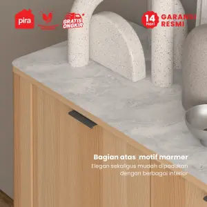 PIRA - ADERA SB140 BUFET / SIDEBOARD / LEMARI KABINET / RAK DAPUR / MEJA TV warna PRO OAK - WHITE MARBLE - PIRA - foto 5