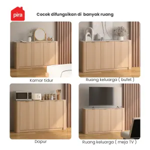 PIRA - ADERA SB140 BUFET / SIDEBOARD / LEMARI KABINET / RAK DAPUR / MEJA TV warna PRO OAK - WHITE MARBLE - PIRA - foto 8