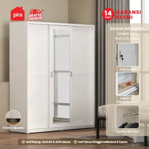 PIRA - SCHON 160 MWDSL LEMARI PAKAIAN BESI SLIDING / PINTU GESER warna WHITE - PIRA - foto 1