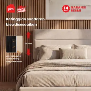 PIRA - PALMA BD200 PLATFORM BED / DIPAN / DIPAN TEMPAT TIDUR / RANJANG KASUR / DIPAN DENGAN LACI PENYIMPANAN warna CREAM - PIRA - foto 5