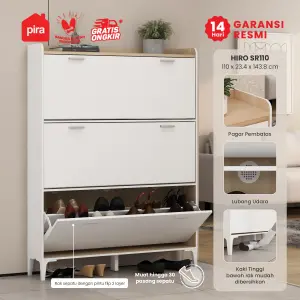 PIRA METROPOLIS OX -  HIRO SR110 RAK SEPATU / LEMARI SEPATU / RAK SEPATU SUSUN TERTUTUP warna WHITE - PRO OAK - PIRA METROPOLIS - foto 1