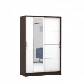 PIRA METROPOLIS - ALBA BAZ SL120LT LEMARI PAKAIAN 2 PINTU GESER warna AMERICAN WALNUT - WHITE - METROPOLIS - foto 4