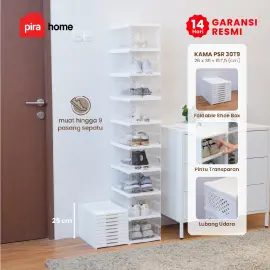 PIRA -  KAMA PSR RAK SEPATU LIPAT 1 PINTU / KOTAK SEPATU TRANSPARAN / RAK SEPATU SUSUN TERTUTUP warna CLEAR WHITE - PIRA - foto 1