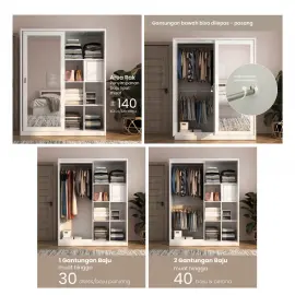 PIRA - LINIO 160 SSL MWDSL LEMARI PAKAIAN BESI SLIDING / PINTU GESER / LEMARI JUMBO warna WHITE - LIGHT GREY - PIRA - foto 9