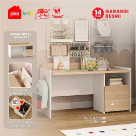 PIRA KIDS - DASAMI DKK100 MEJA BELAJAR ANAK DENGAN RAK BUKU warna PRO OAK - WHITE SM - PIRA KIDS - foto 1