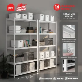 PIRA - HOGAN MSU 120X200 RAK BESI / RAK SUSUN SERBAGUNA / RAK SUSUN BESI / RAK PENYIMPANAN warna WHITE - PIRA - foto 1