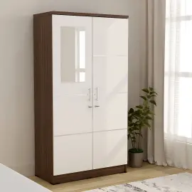 PIRA METROPOLIS - ALBA 2PM LT LEMARI PAKAIAN MEDIUM 2 PINTU warna AMERICAN WALNUT - WHITE - WHITE - METROPOLIS - foto 9