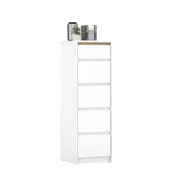 PIRA METROPOLIS OX -  HIRO CHDS5 LEMARI LACI 5 SUSUN DENGAN KACA warna WHITE - PRO OAK - PIRA METROPOLIS OX - foto 3