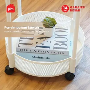 PIRA -  ONI ROUND PET SERIES MEJA SAMPING / MEJA NAKAS / MEJA KOPI / MEJA SUDUT / MEJA KECIL DENGAN RODA warna WHITE - PIRA - foto 4