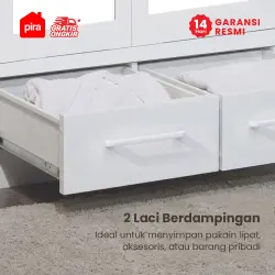PIRA - SCHON 5P FGD MWD LEMARI PAKAIAN BESI 5 PINTU DENGAN LACI DAN LED warna WHITE - PIRA - foto 5