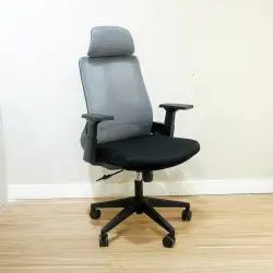 WORKDESIGN - AHSOKA PC PR KURSI KANTOR / KURSI KERJA ERGONOMIS DENGAN SANDARAN KEPALA DAN LUMBAR SUPPORT warna DARK GREY - BLACK - WORKDESIGN - foto 8