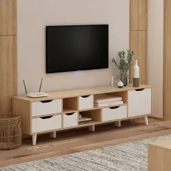PIRA METROPOLIS OX -  FUJI TV150 MEJA TV / RAK TV MINIMALIS warna PRO OAK - WHITE - PIRA METROPOLIS OX - foto 2