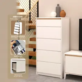 PIRA METROPOLIS OX -  HIRO CH5 LEMARI LACI 5 SUSUN warna WHITE - PRO OAK - PIRA METROPOLIS OX - foto 1