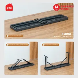 PIRA - FOLDA FD108 BC W SET MEJA LIPAT OUTDOOR / MEJA SERBAGUNA / MEJA PIKNIK / MEJA MAKAN warna DARK GREY - PIRA - foto 8