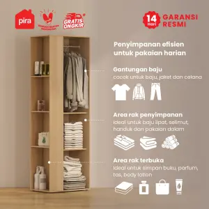 PIRA METROPOLIS OX -  ARUNA 1PSU LEMARI PAKAIAN 1 PINTU / LEMARI BAJU / RAK SERBAGUNA warna PRO OAK - WHITE - PIRA METROPOLIS OX - foto 3